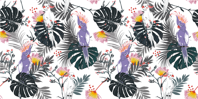 Tropisk bladarrangement vinyl tæppe til stuen - TenStickers