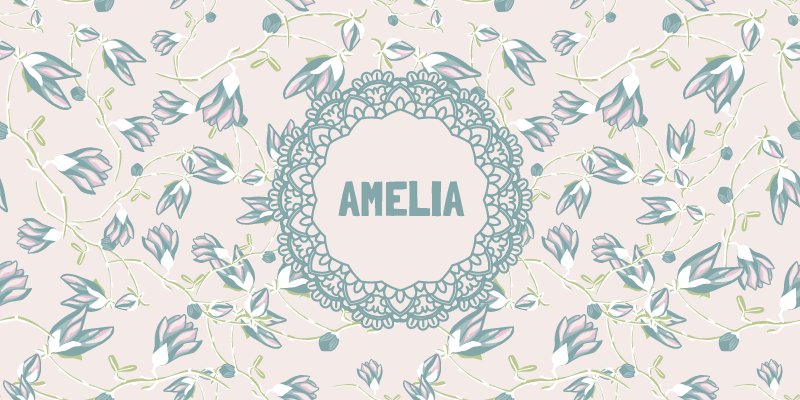 Blomsterdesign med navn vinyltæppe til soveværelse - TenStickers