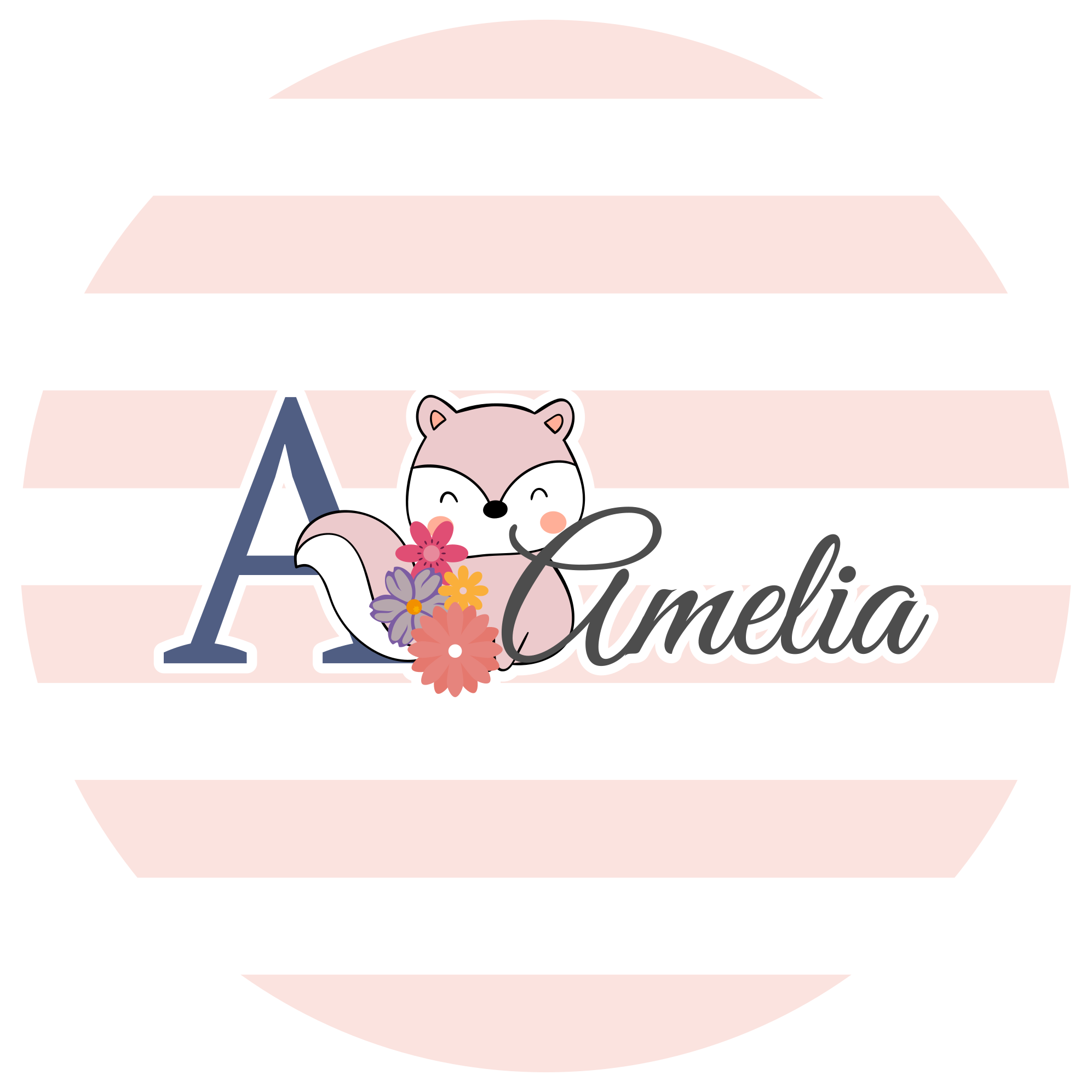 Brugerdefineret rævedesign vinyl tæppe med navn - TenStickers