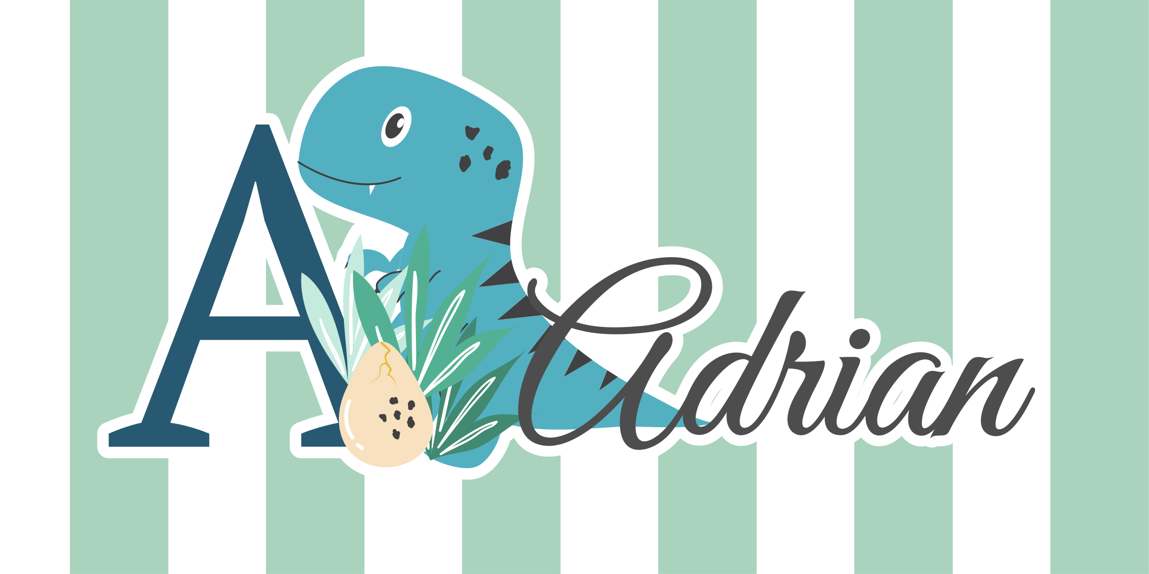 Baby rex med initialer og navn vinyltæpper til babyværelse - TenStickers