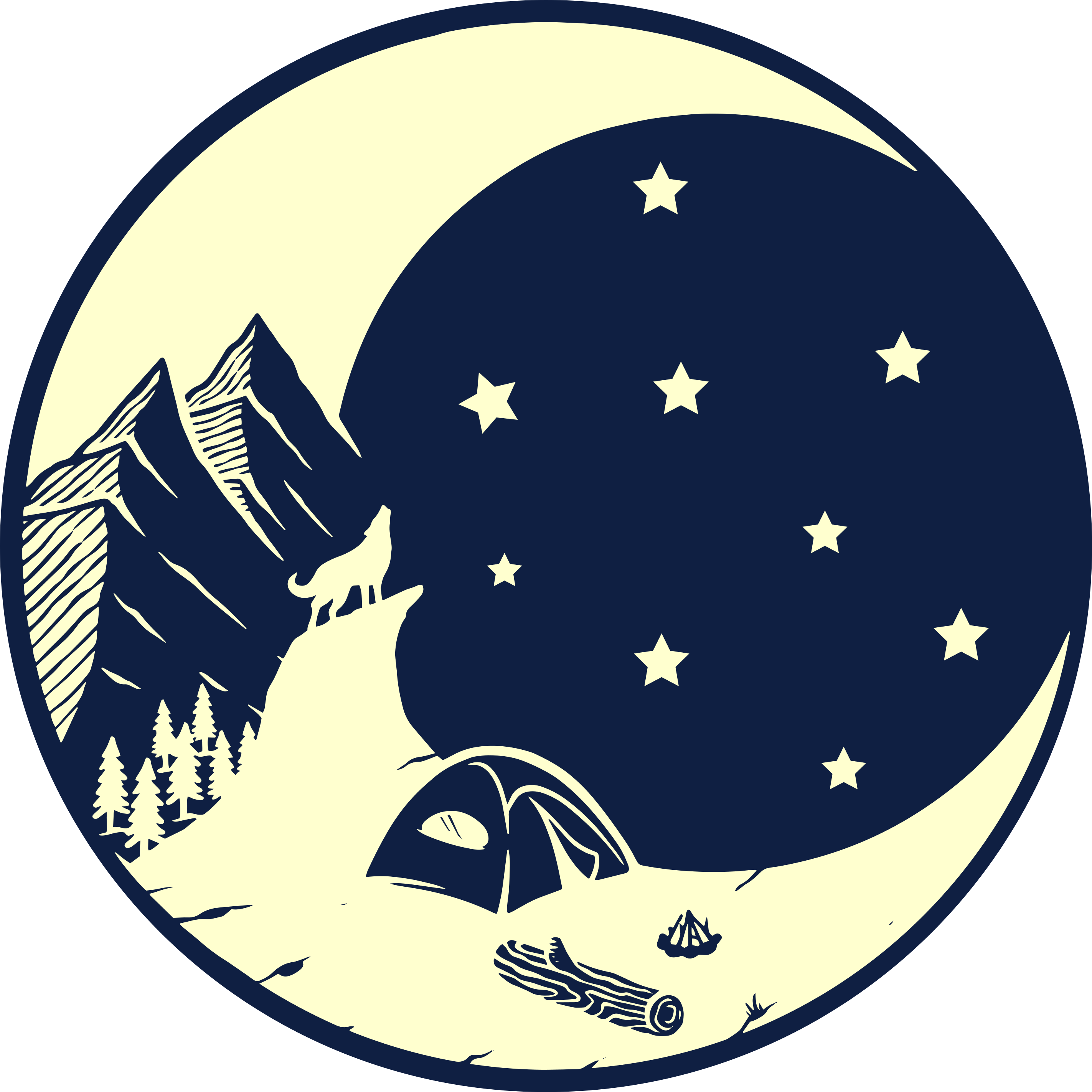Måneskin campingscene natur vinyl tæppe - TenStickers