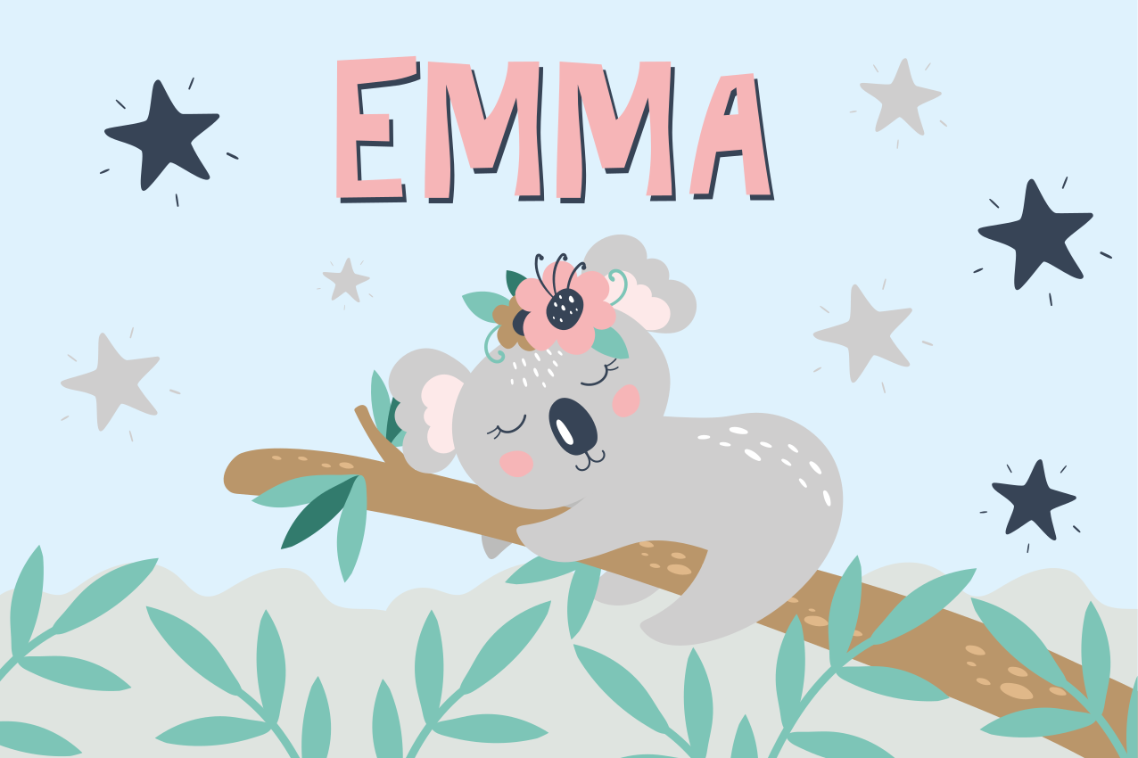 Koala-nat vinyl tæppe med navn - TenStickers