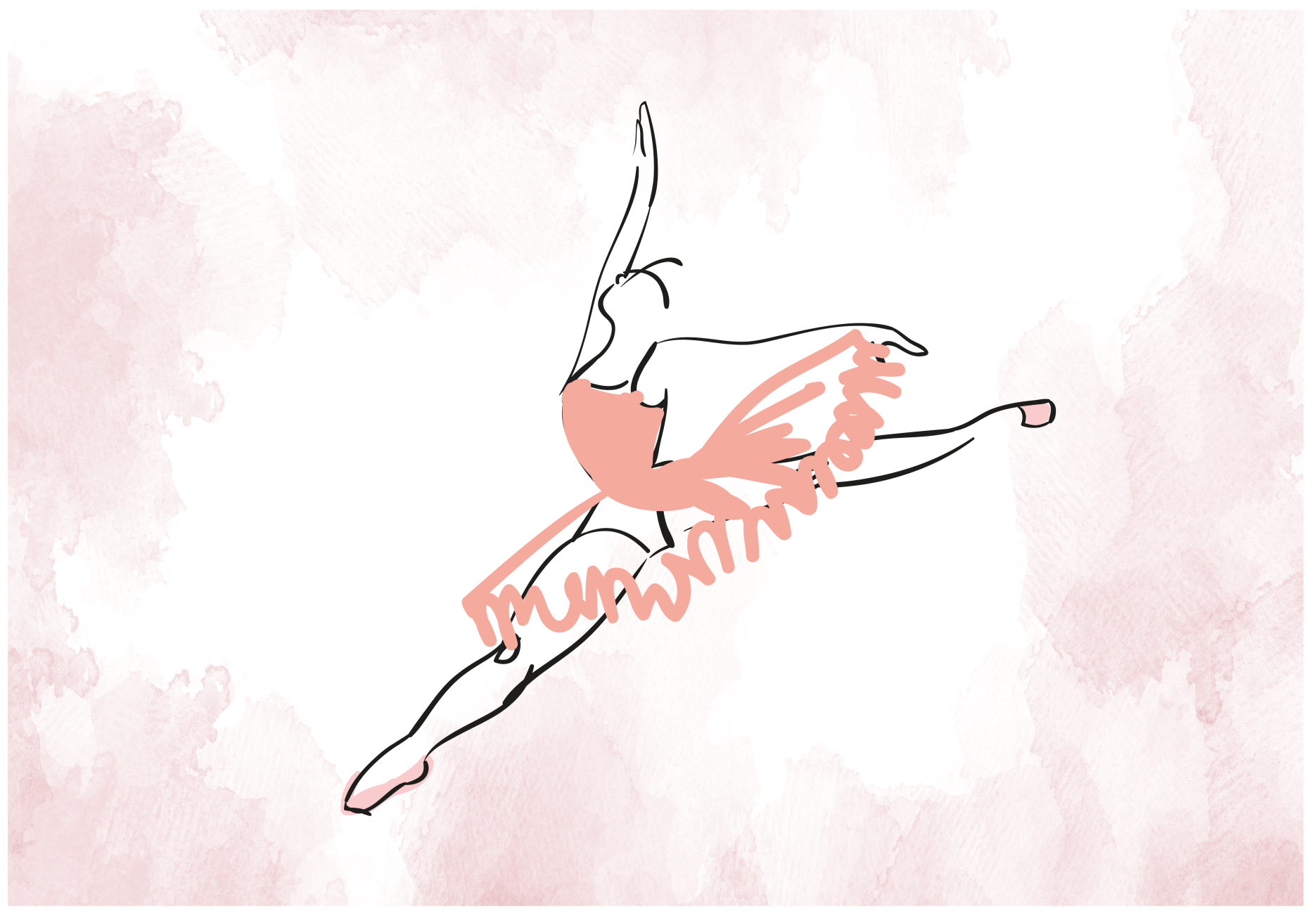 Ballerina dance line art børn vinyl tæppe - TenStickers