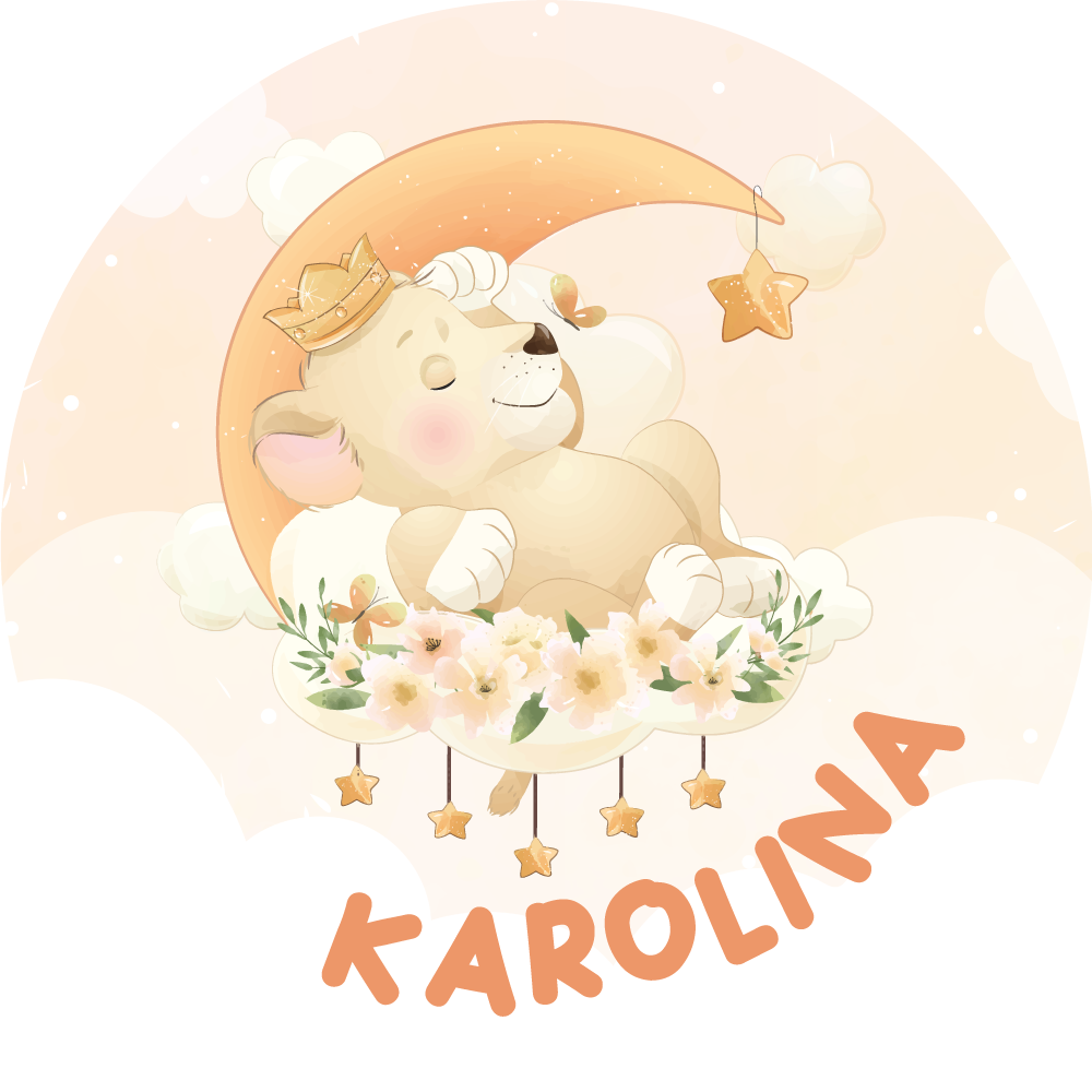 Søvnig løve vinyl tæppe med navn - TenStickers