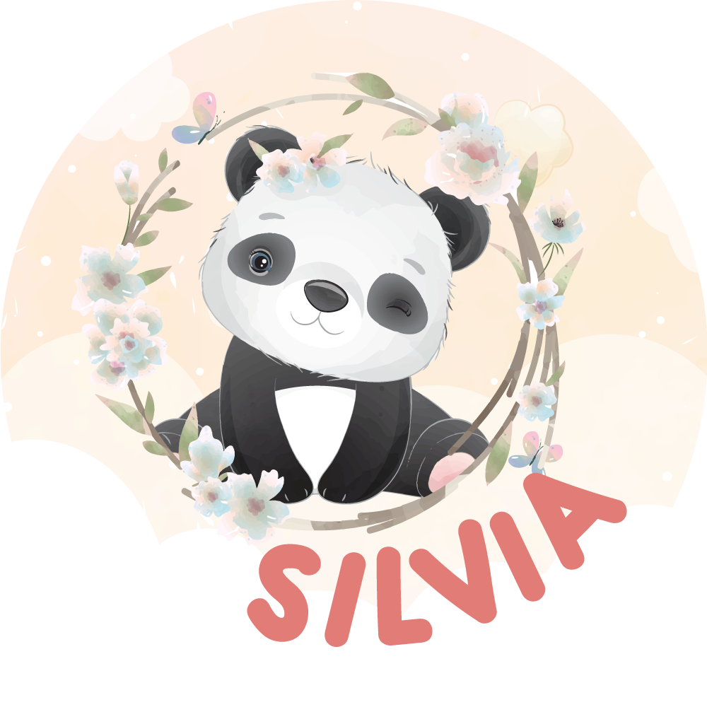 Vinyl tæppe med navn sød panda kunst - TenStickers