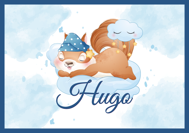 Sød egern drømmer vinyl tæppe med navn - TenStickers