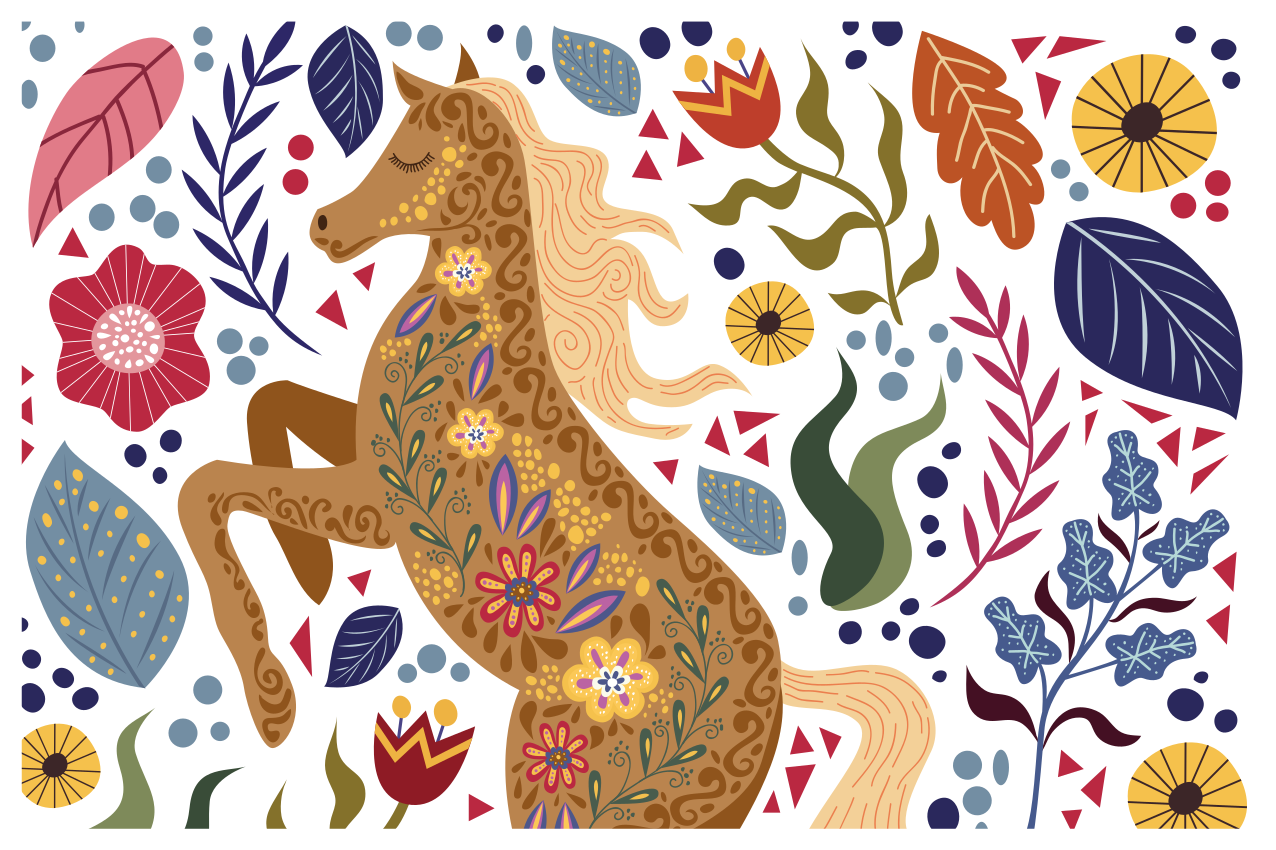 Majestætisk hestekunst vinyltæpper med dyr - TenStickers