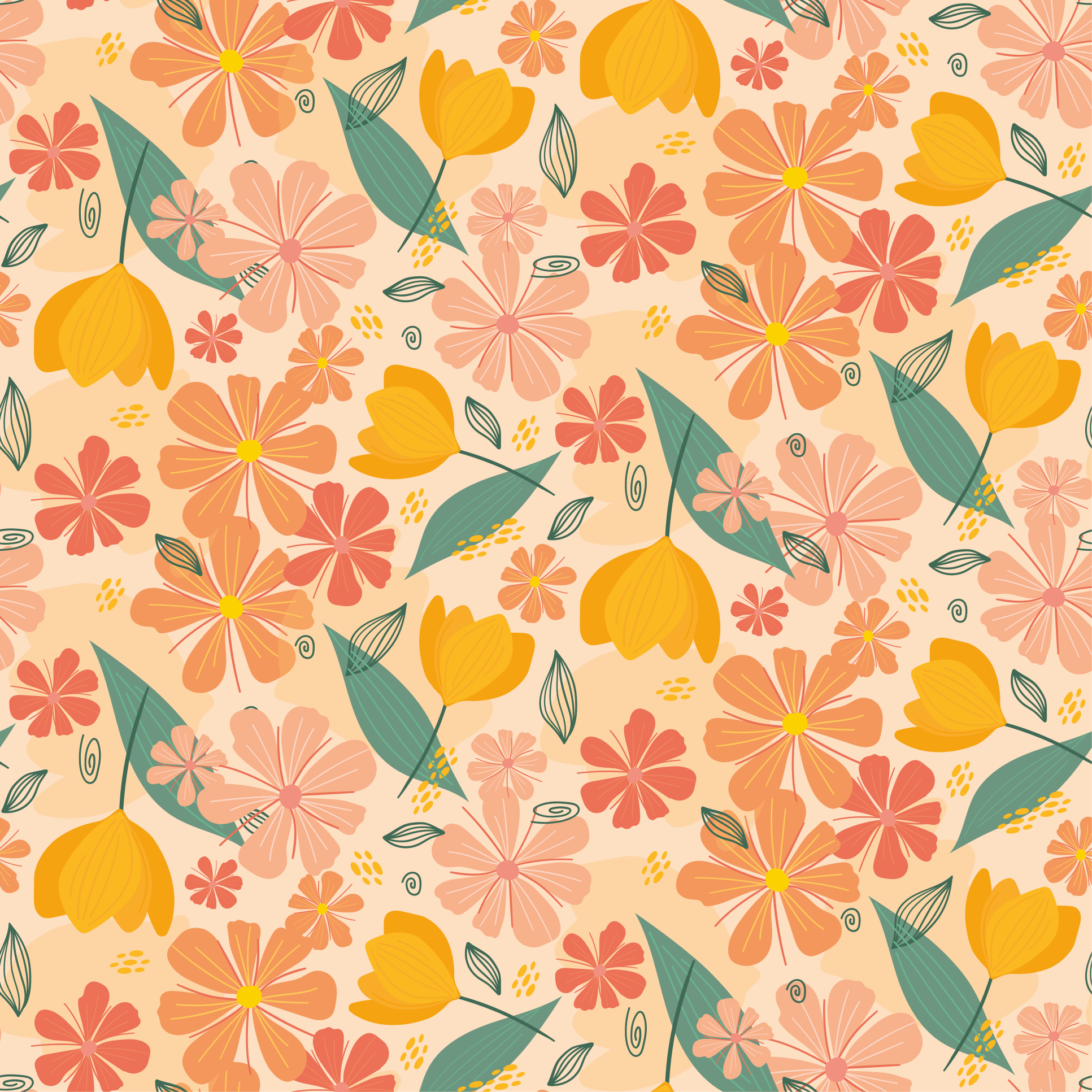 Blomster og planter vinyltæppe forårsblomster - TenStickers