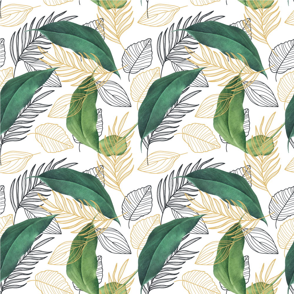 Rigt løvelement natur vinyl tæppe - TenStickers