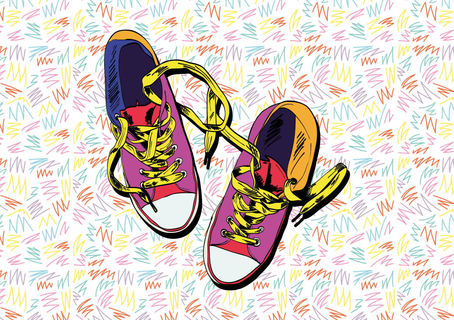 Farverigt sneakermønster vinyl tæppe til teenagere - TenStickers