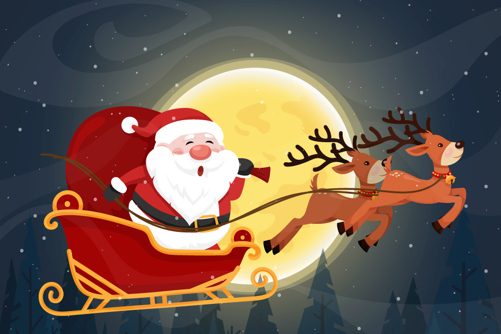 Julemandens kanetur jule vinyltæppe - TenStickers