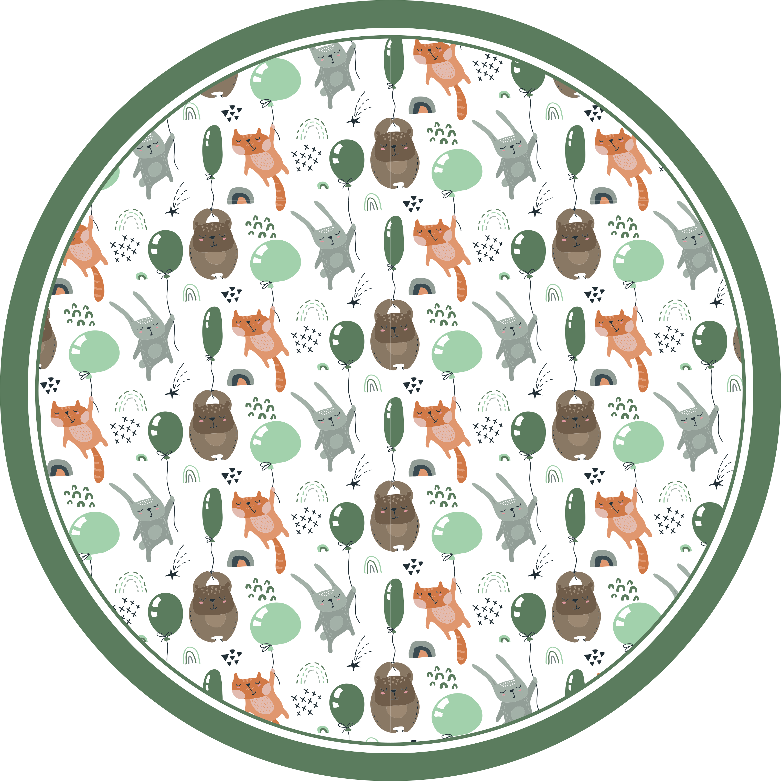 Legesyge dyreballoner tæppe til børneværelse - TenStickers