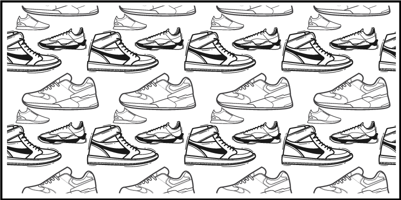 Sort og hvidt sneakers mønster vintage tæppe - TenStickers