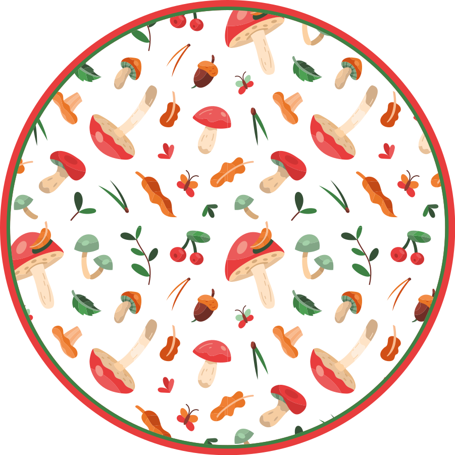 Blomstermotiv af svampe Blomster og planter vinyltæppe - TenStickers