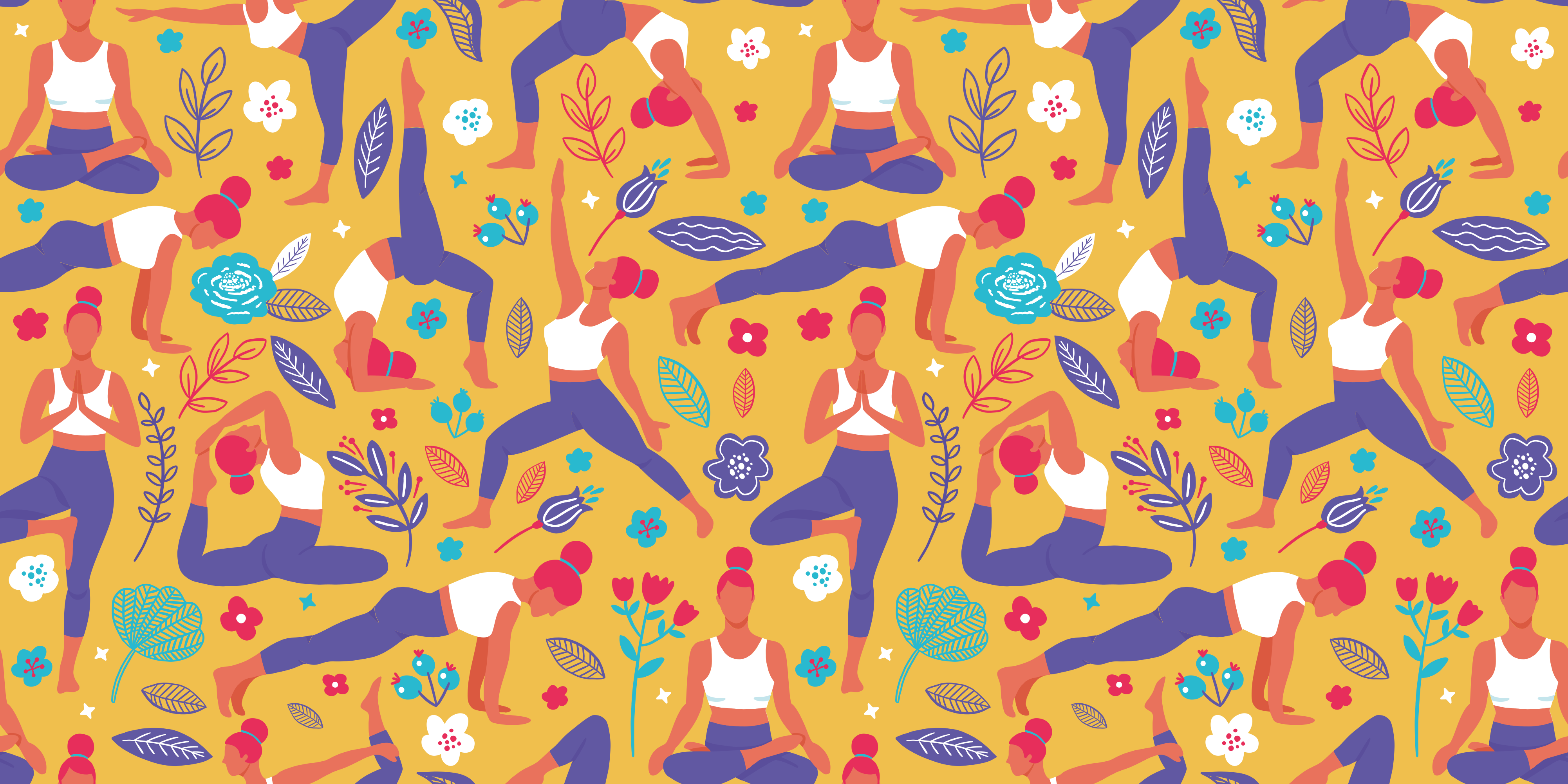 Livlige yogamotiver vinyl tæppe til teenagere - TenStickers