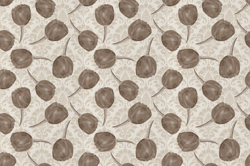 Blidt botanisk motiv Blomster og planter vinyltæppe - TenStickers