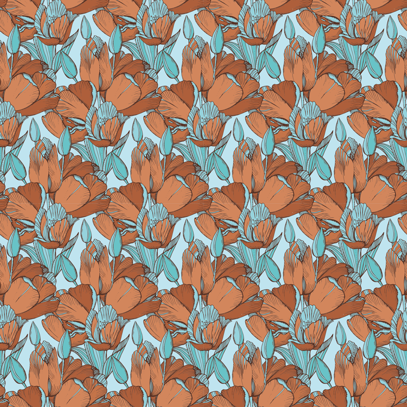 Blomstermotiv vinyl tæppe - TenStickers