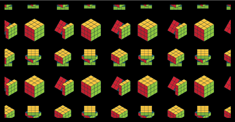 Rubiks terning mønster vinyl tæppe med spil - TenStickers