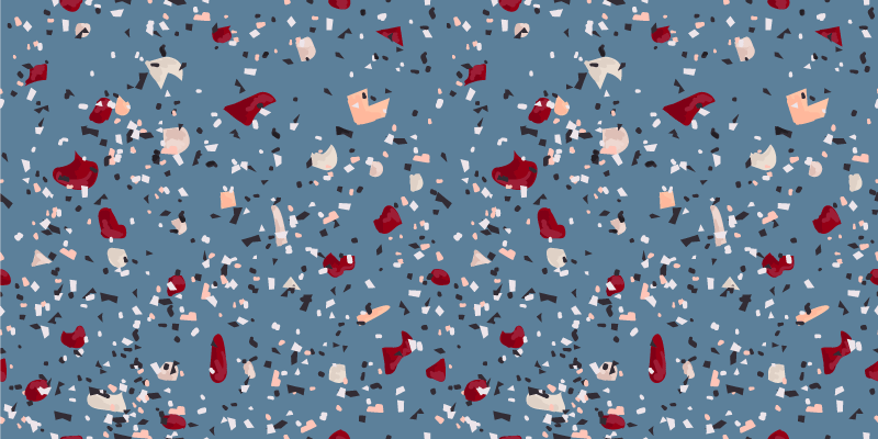 Mørkeblå terrazzo mønster stue tæppe - TenStickers