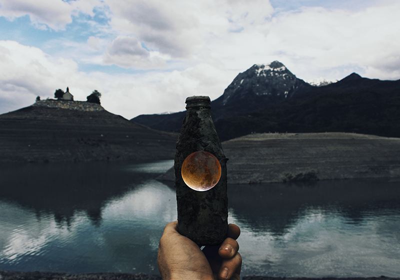 Flaske måneudsigt natur vinyl tæppe - TenStickers