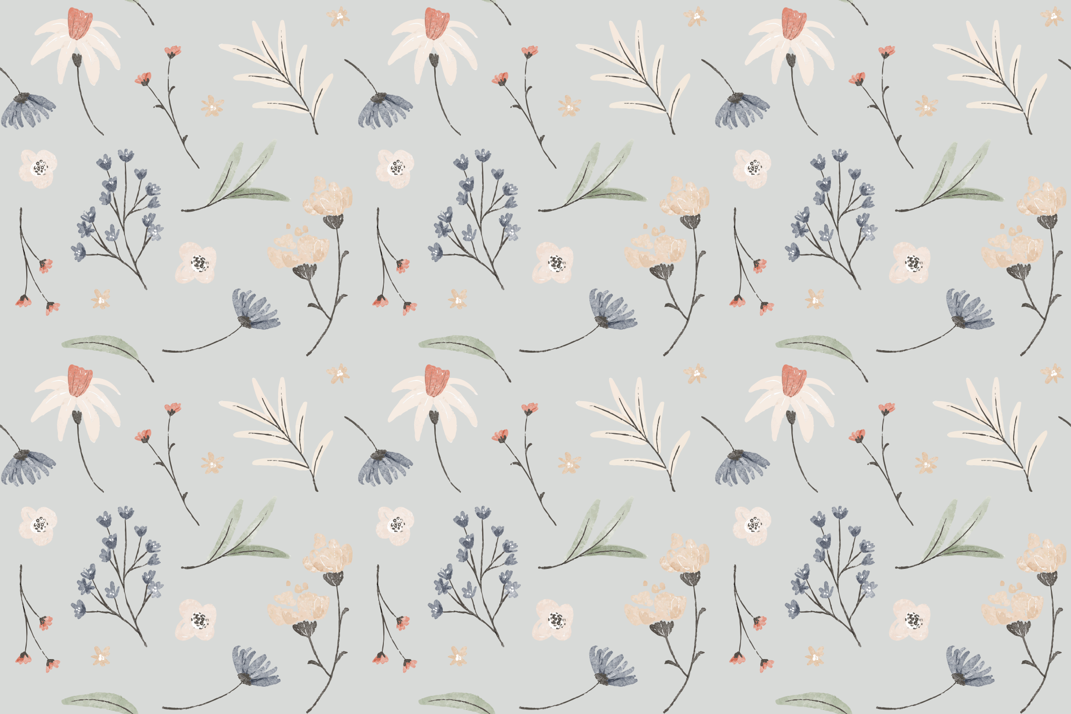 Illustration af blomsterblade Blomster og planter vinyltæppe - TenStickers