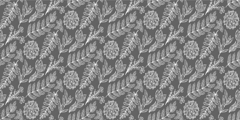 Blomstret løvmønster Blomster og planter vinyltæppe - TenStickers