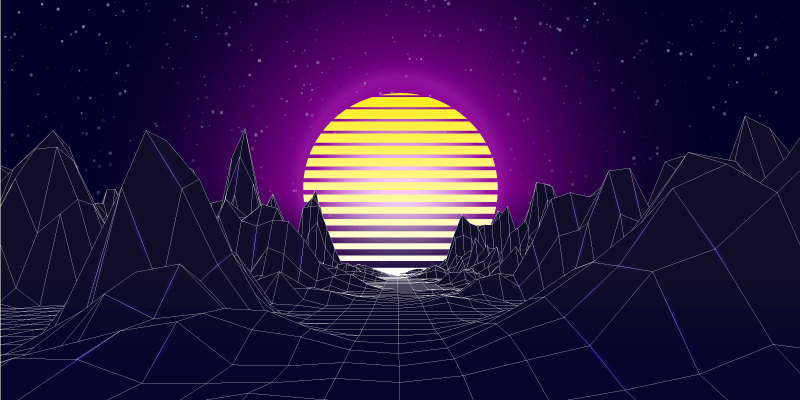 Retro futuristisk landskab moderne vinyl tæppe - TenStickers