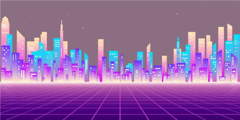 Neon bybillede horisont moderne vinyl tæppe - TenStickers