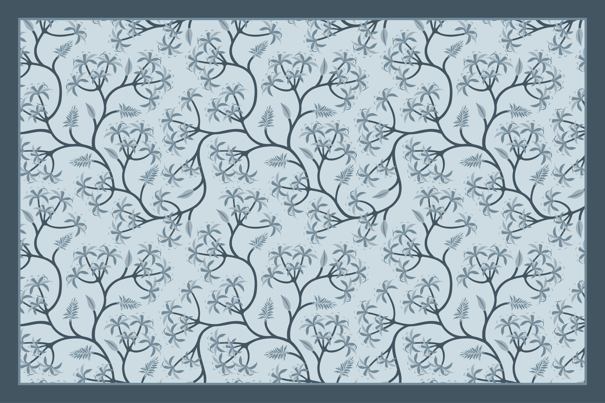 Botanisk silhuet mønster Blomster og planter vinyltæppe - TenStickers