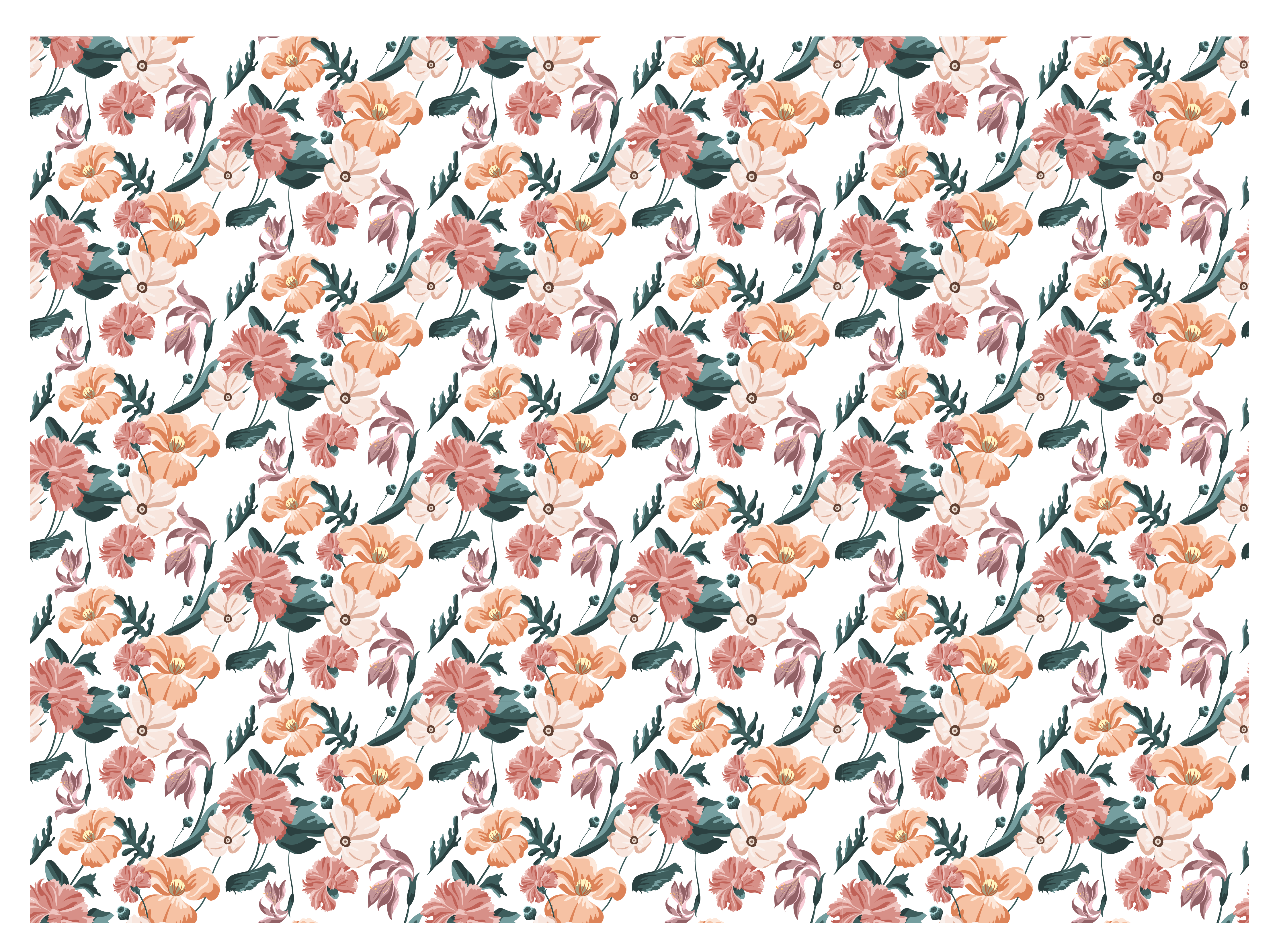 Botaniske blomster plante vinyl gulvtæpper - TenStickers