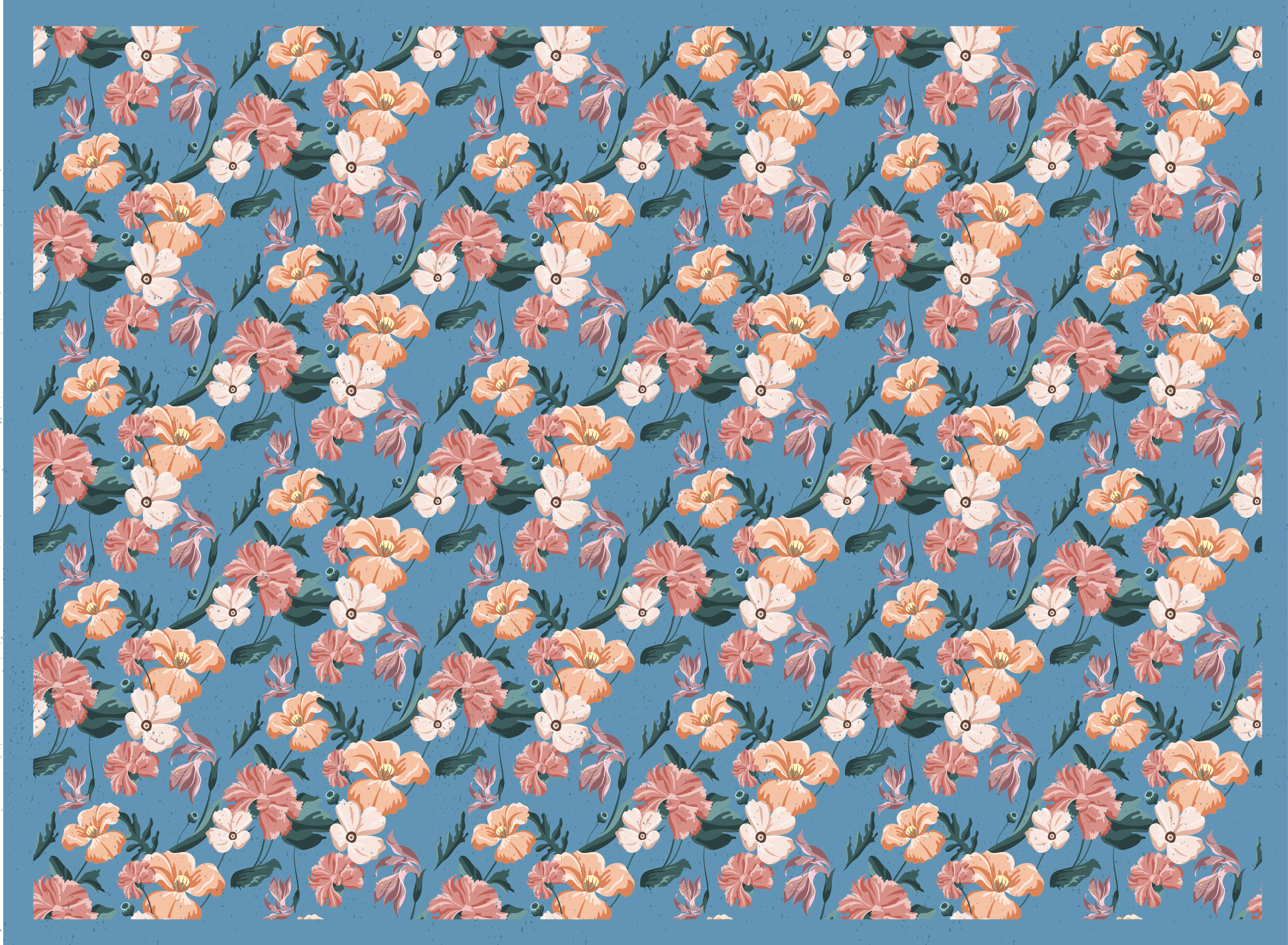 Blomstermønster Blomster og planter vinyltæppe - TenStickers