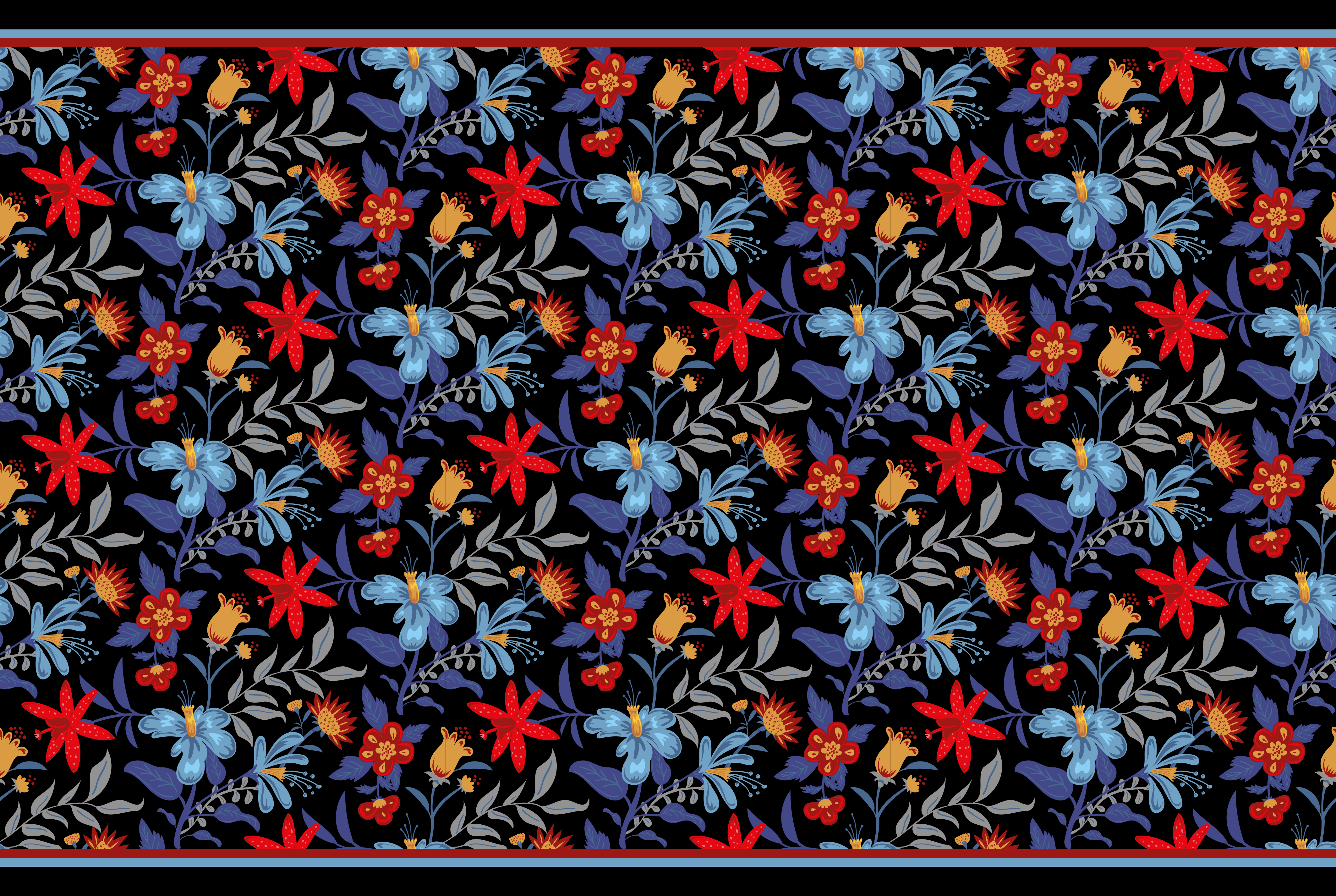 Botanisk elegance Blomster og planter vinyltæppe - TenStickers