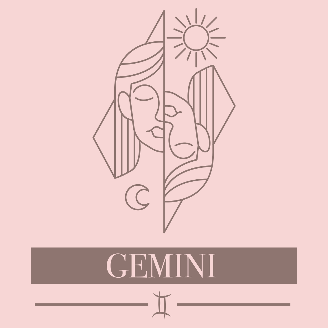 Design med gemini-tema vinyl tæppe med sætninger - TenStickers