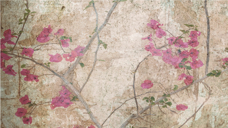 Blomst gren overlay Blomster og planter vinyltæppe - TenStickers