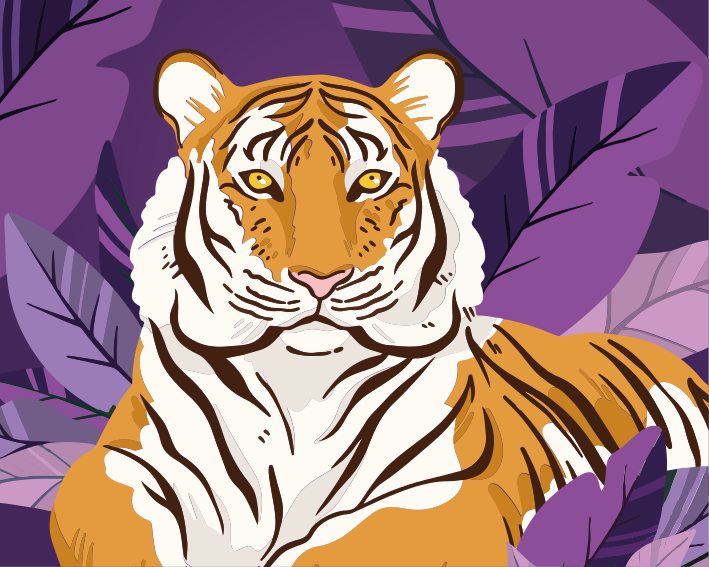 Tiger illustration vinyltæpper med dyr - TenStickers