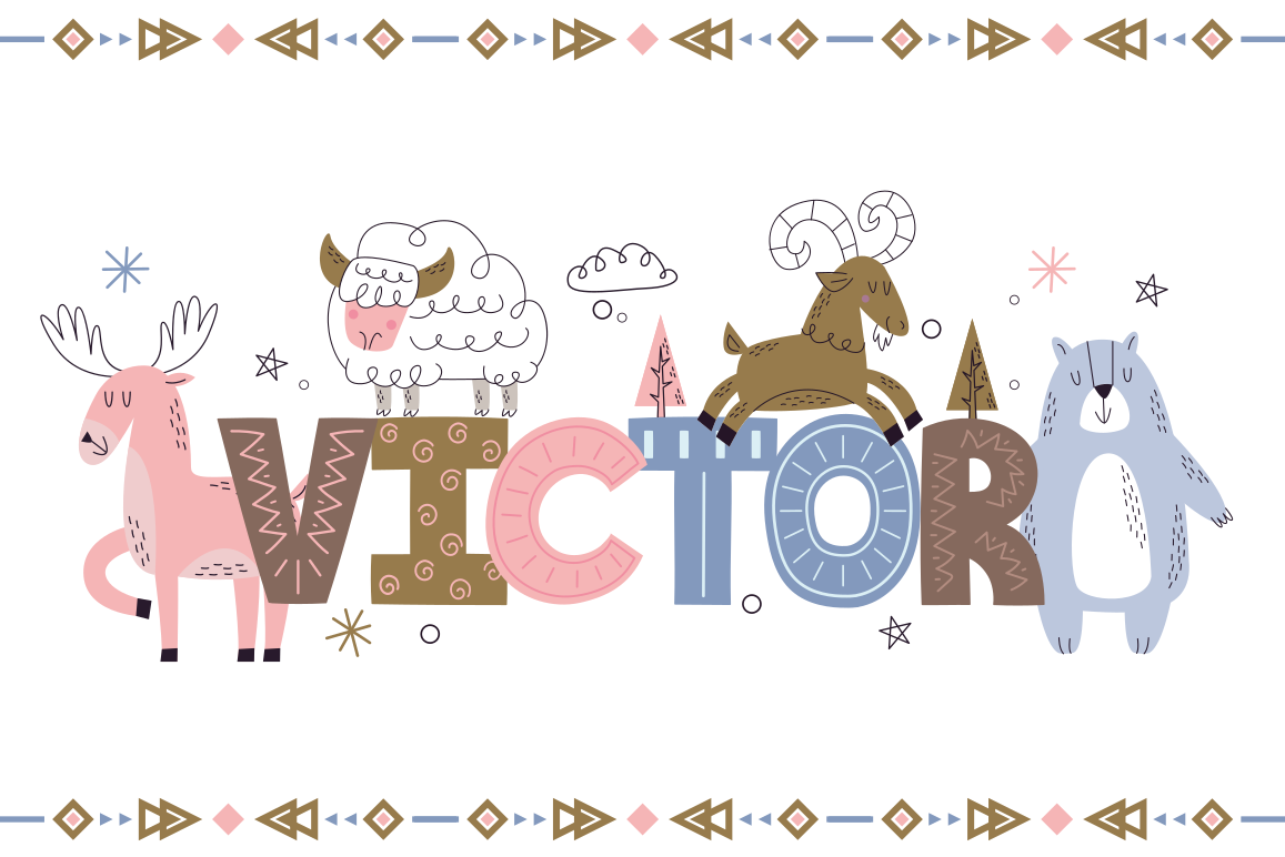 Personligt alpaca-tema vinyl tæppe med navn - TenStickers