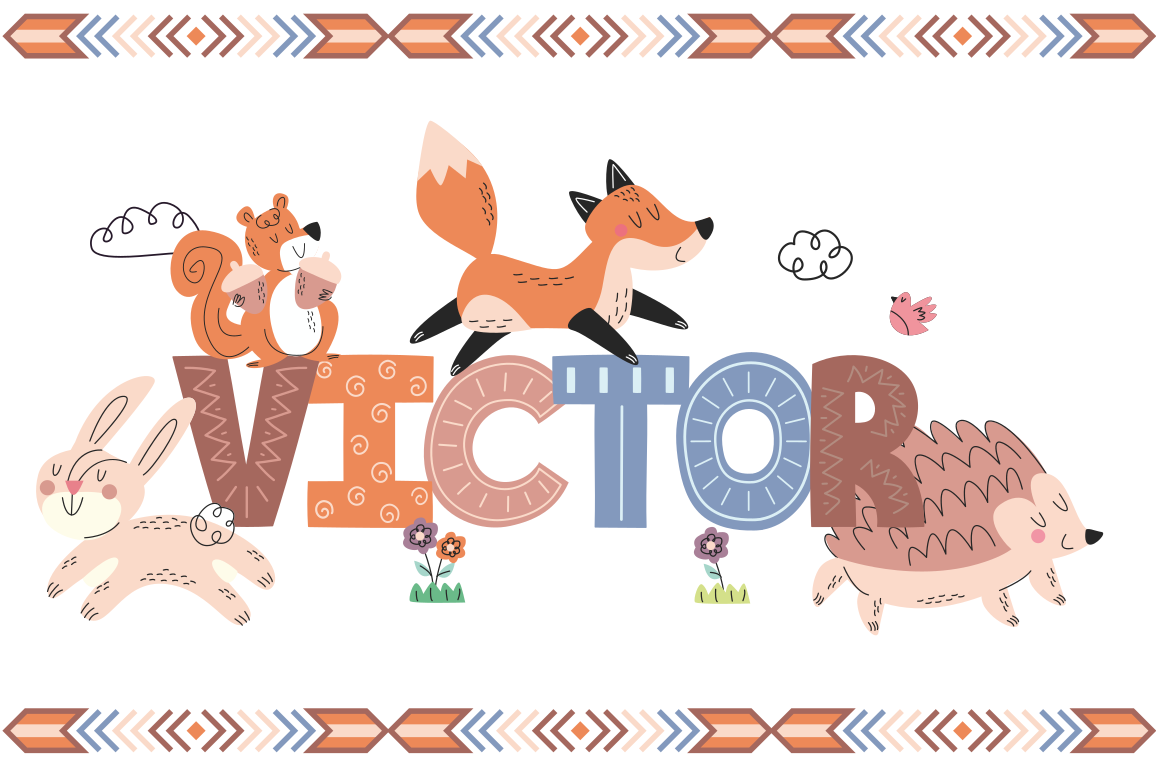 Tilpassede væsner vinyl tæppe med navn - TenStickers