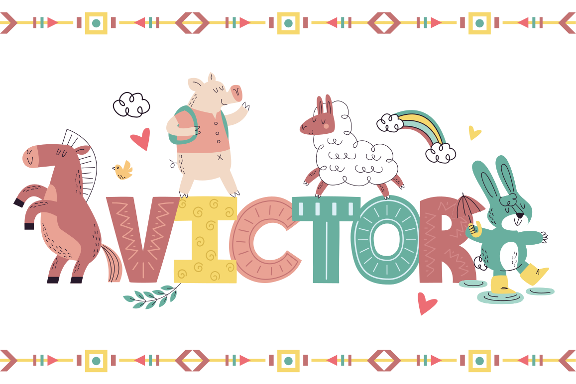 Legende alfabetdyr vinyl tæppe med navn - TenStickers