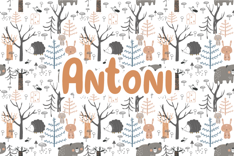 Skandinavisk skov med dyr børn vinyl tæppe - TenStickers