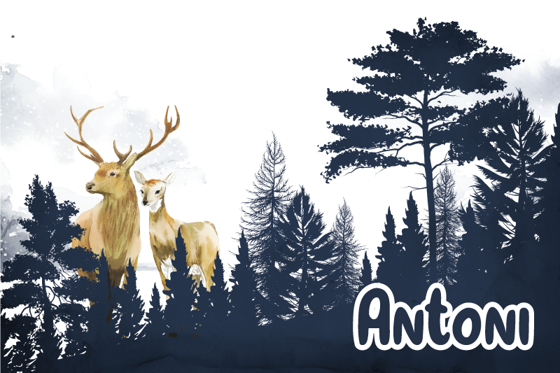 Skov fauna silhuet vinyl tæppe med navn - TenStickers