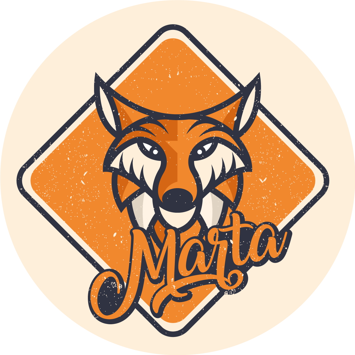 Tilpasselig smart ræv vinyl tæppe med navn - TenStickers