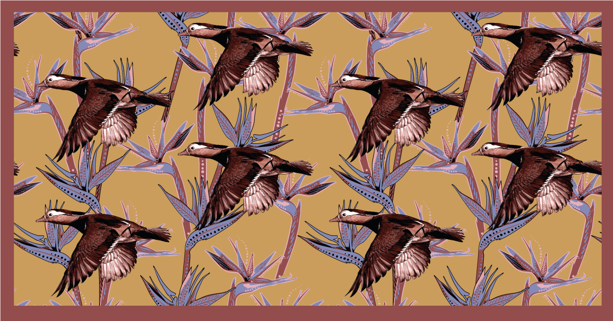 Flyvende ænder mønster vinyltæpper med dyr - TenStickers