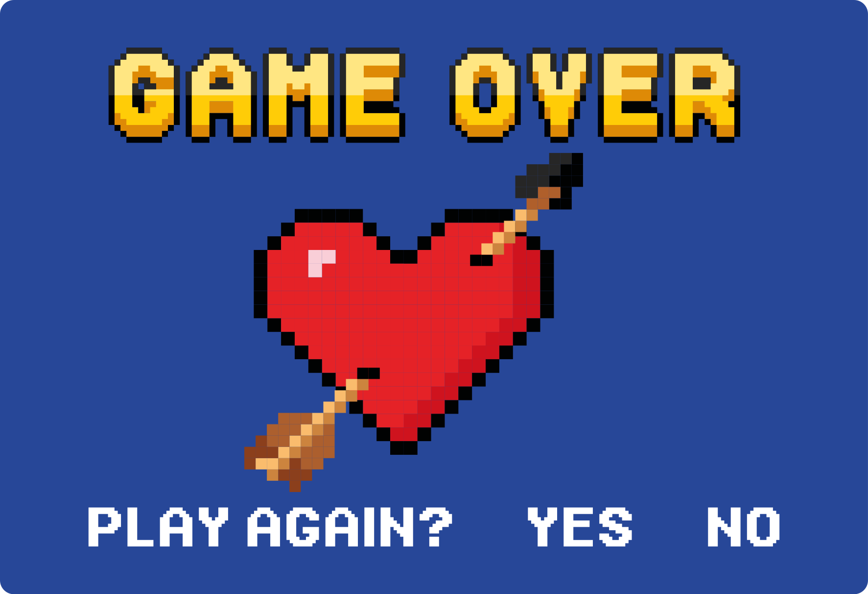 Pixelated Heart Game Over vinyl tæppe - TenStickers