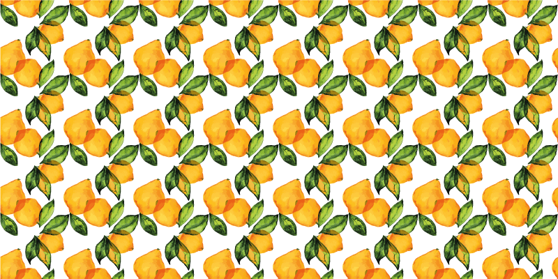 Citron middelhavsstil Blomster og planter vinyltæppe - TenStickers