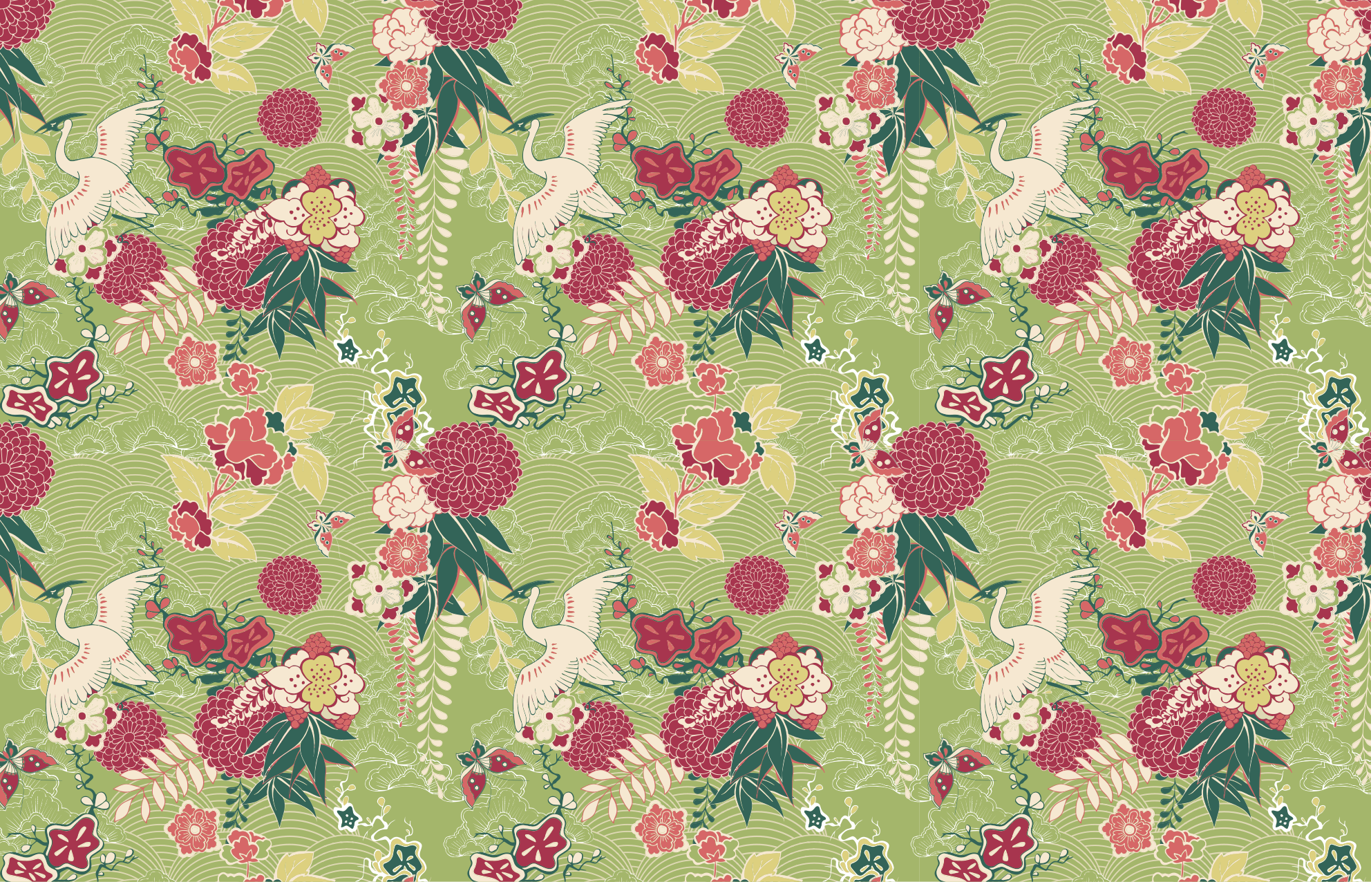 Chinoiserie mønstret vinyltæppe - TenStickers