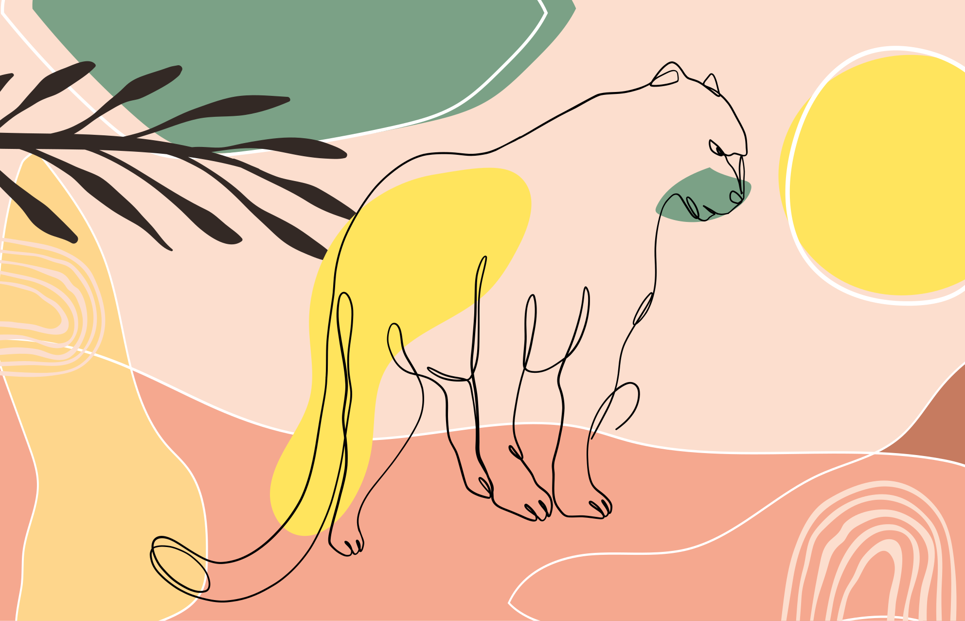 Håndtegnet panter dyr vinyltæpper - TenStickers