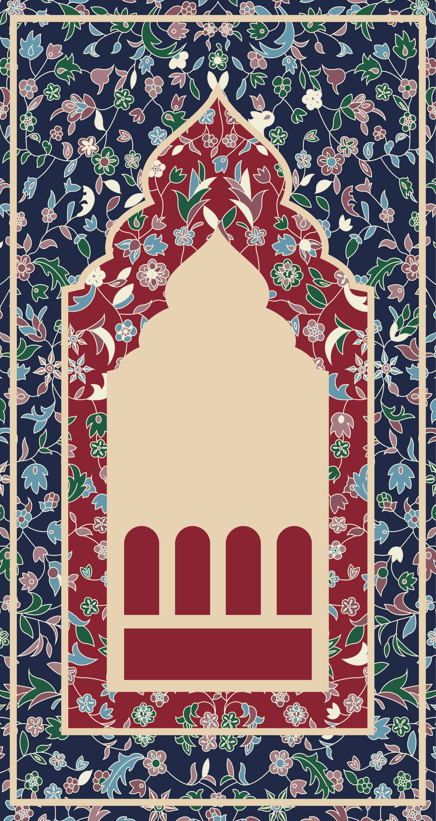 Blomst mønster persisk stye rektangel vinyl gulvtæpper - TenStickers