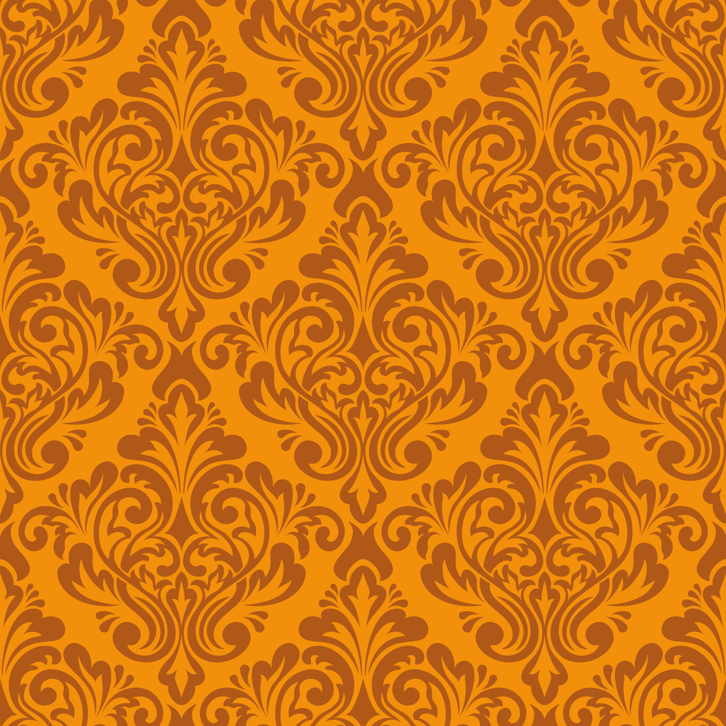 Vintage damask orange vinyl  tæppe - TenStickers