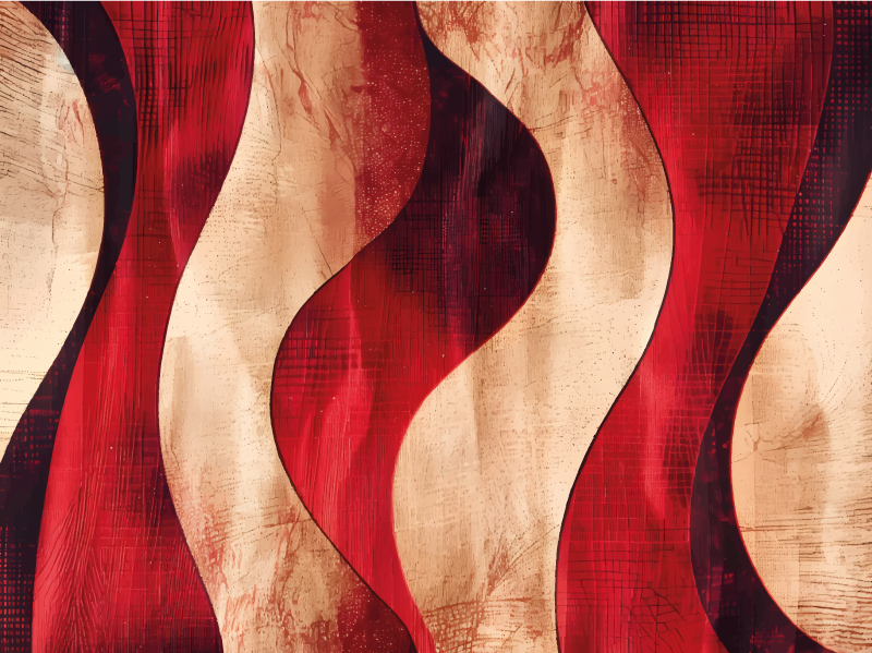 Moderne bølgemønster rød vinyl tæppe - TenStickers