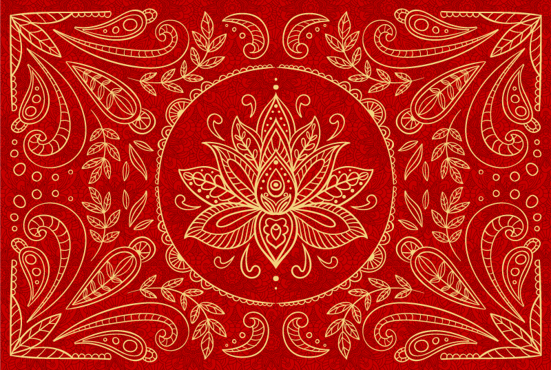 Vintage mandala design rød vinyl tæppe - TenStickers